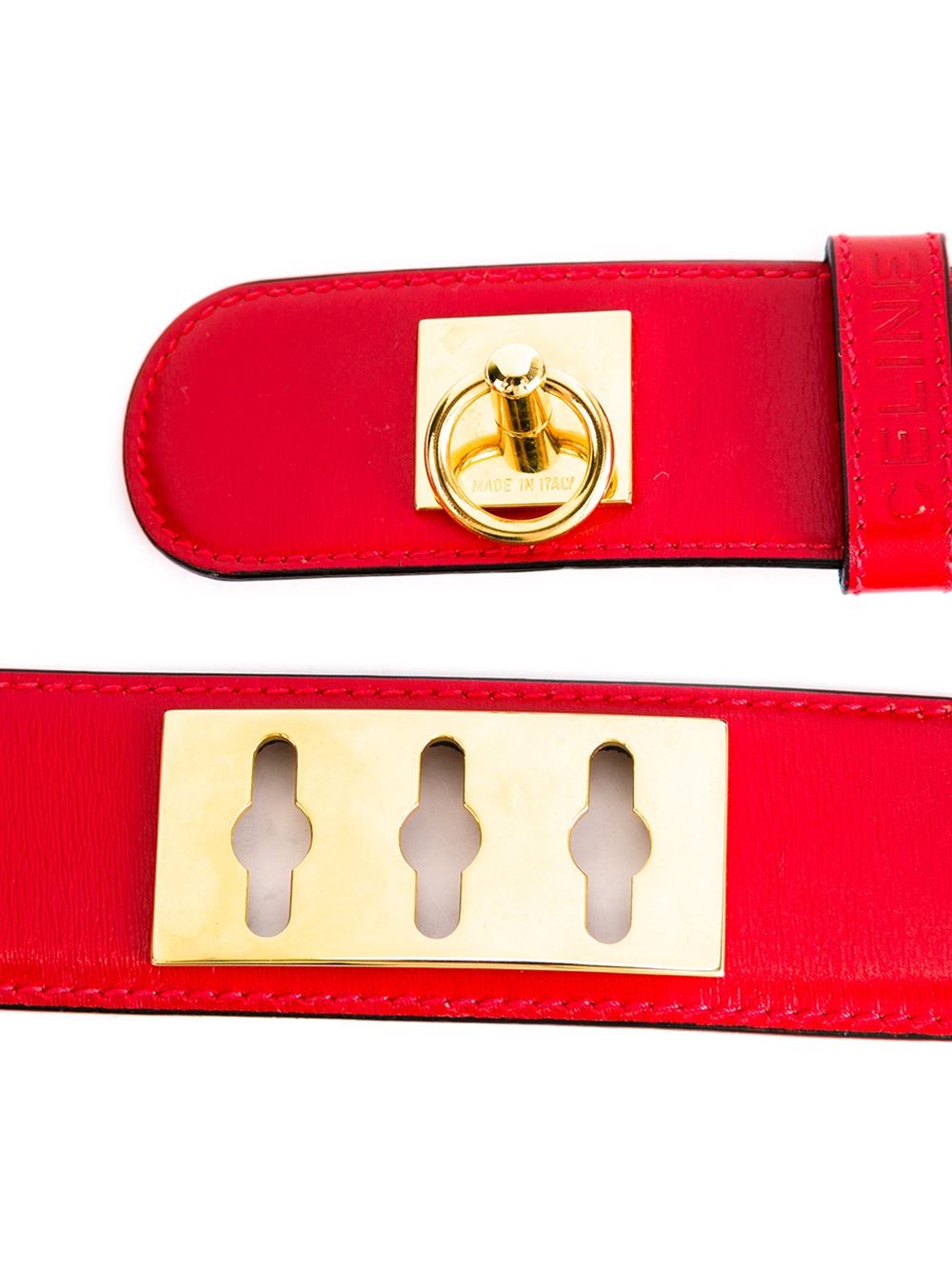 Luxury CELINE   Red Leather Belt