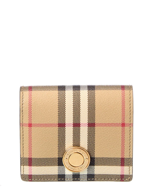 Burberry Check Small E-Canvas & Leather Card Case
