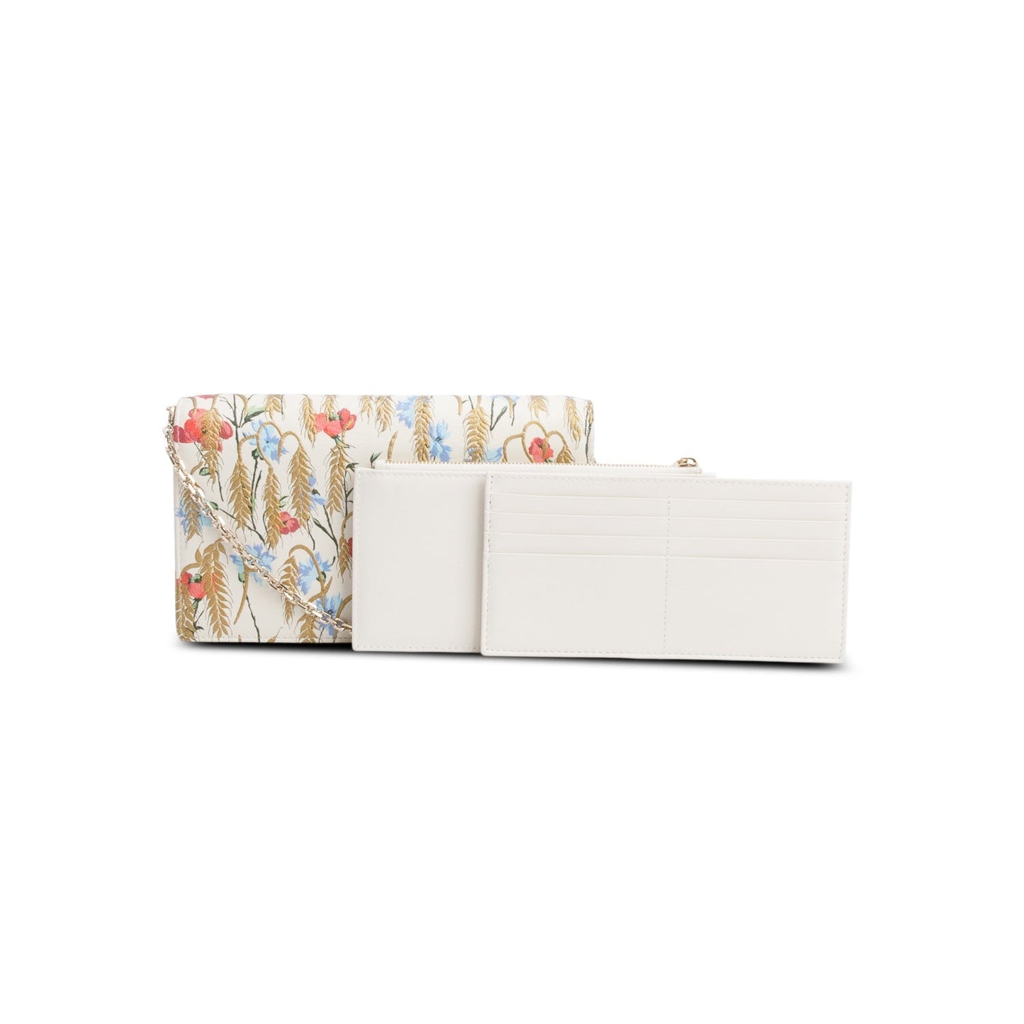 Christian Dior 2020 White Leather Hibiscus Lady Dior Wallet on Chain