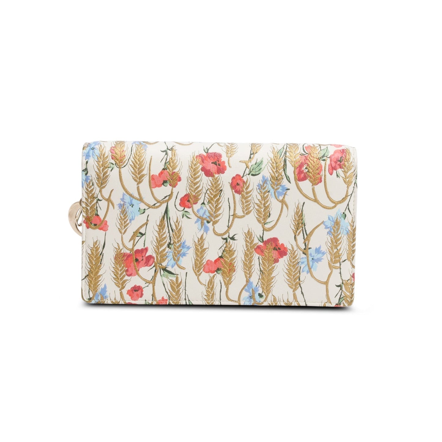 Christian Dior 2020 White Leather Hibiscus Lady Dior Wallet on Chain