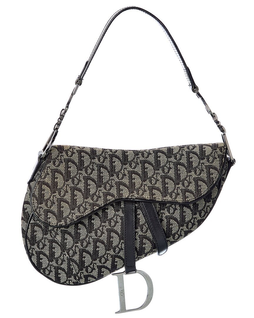 Dior Black Canvas Oblique Saddle Bag ( Pre-Loved)