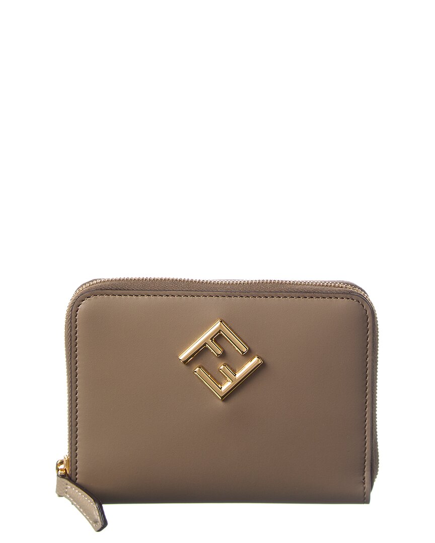 Fendi Ff Diamonds Leather Zip Around Medium Wallet
