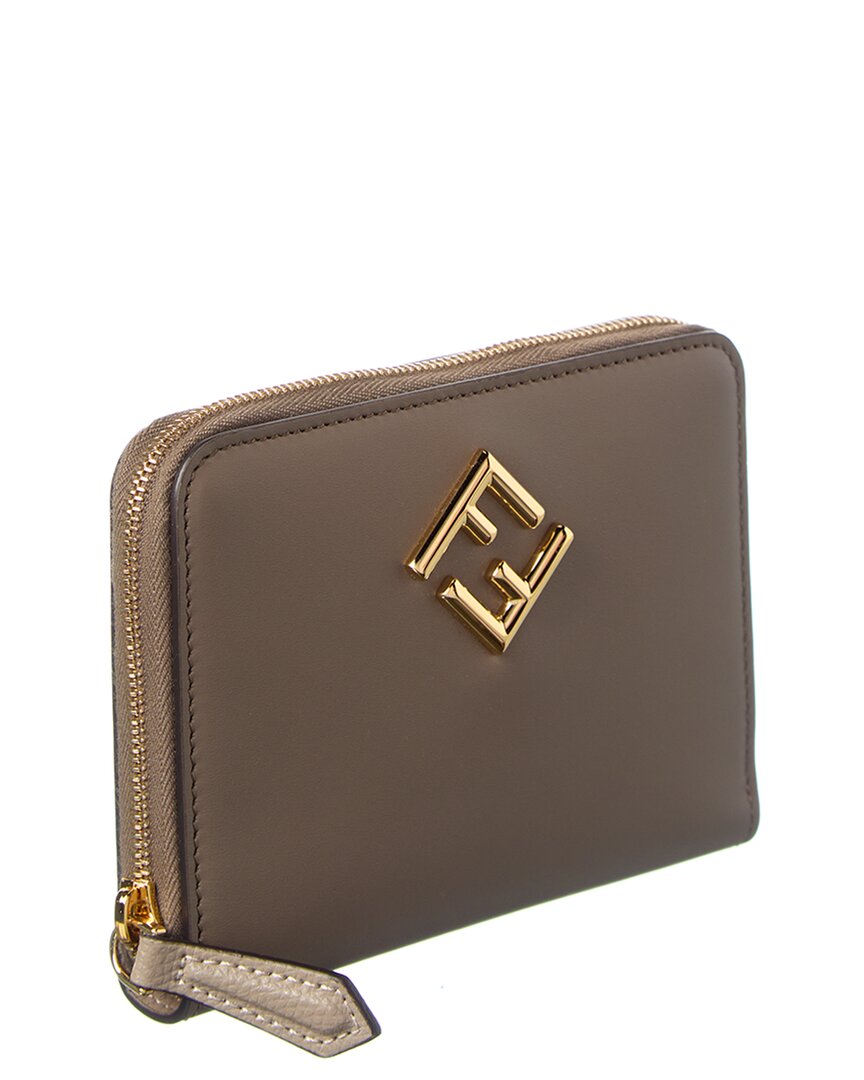 Fendi Ff Diamonds Leather Zip Around Medium Wallet