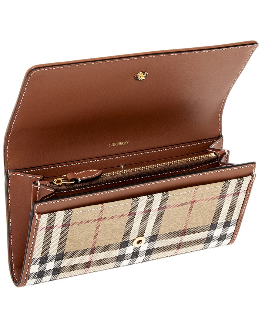 Burberry Check E-Canvas & Leather Continental Wallet