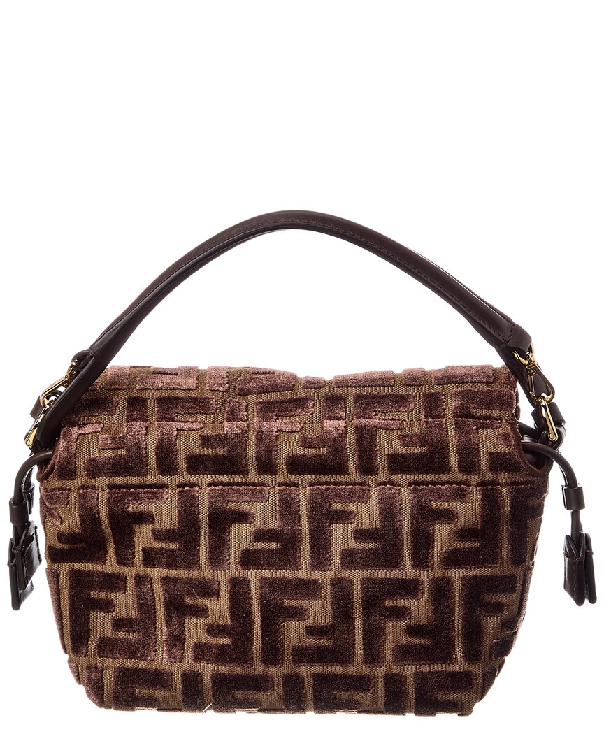 Fendi Mamma Baguette Small Ff Jacquard Velvet & Leather Shoulder Bag