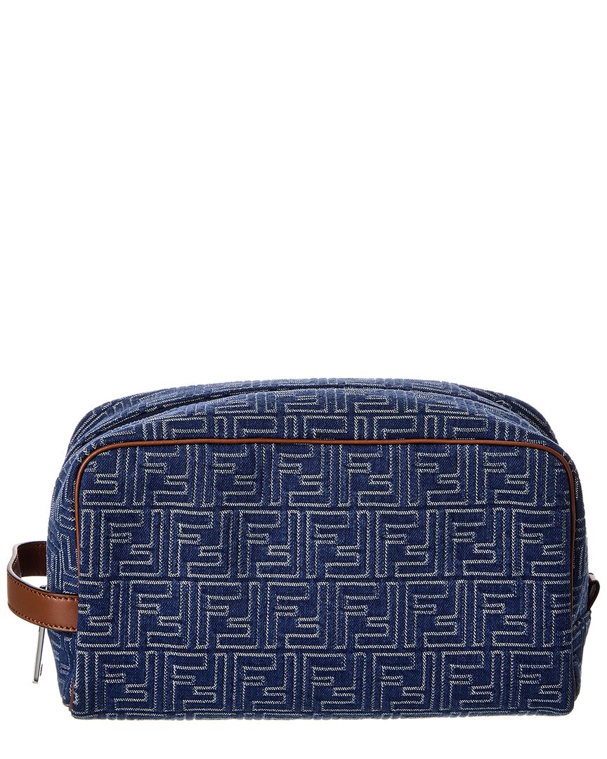Fendi Ff Medium Denim & Leather Pouch