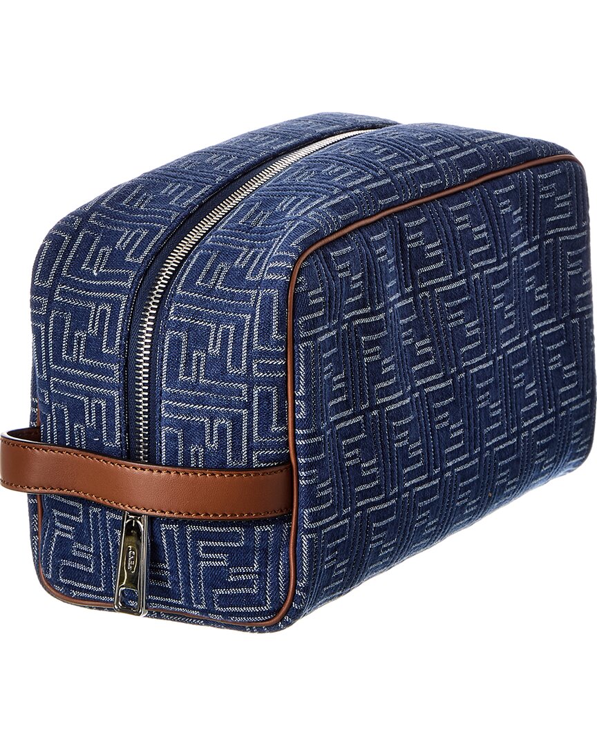 Fendi Ff Medium Denim & Leather Pouch