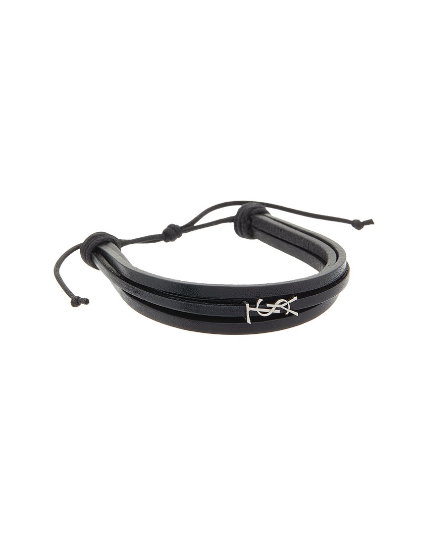Saint Laurent Cassandre Multi-Strand Leather Bracelet
