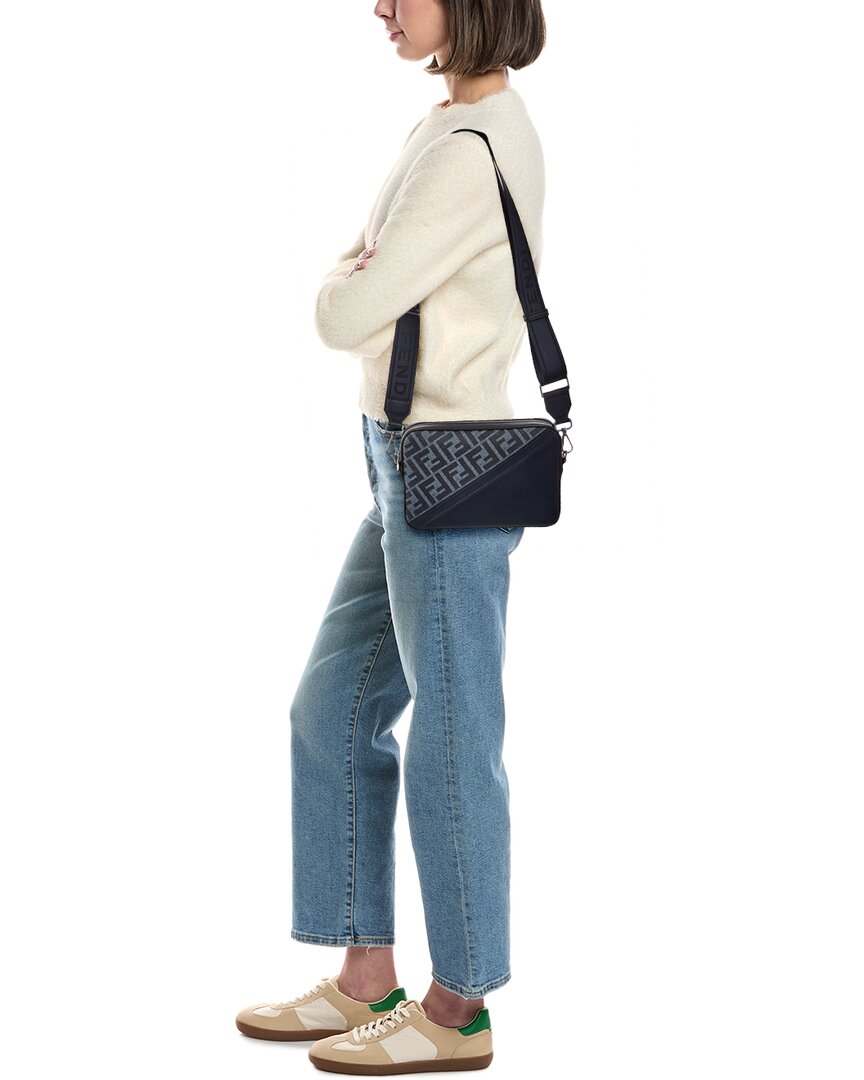 Fendi Diagonal Ff Leather Camera Bag