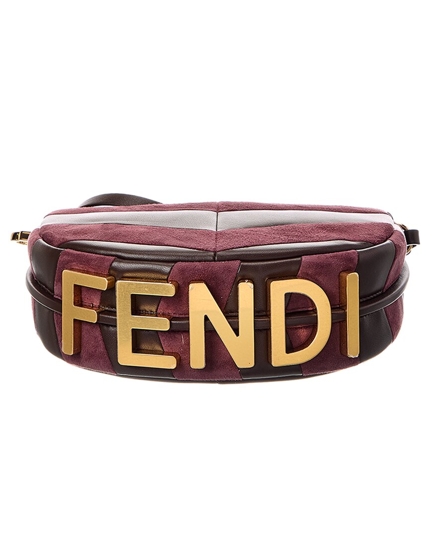 Fendi Fendigraphy Mini Leather & Suede Hobo Bag