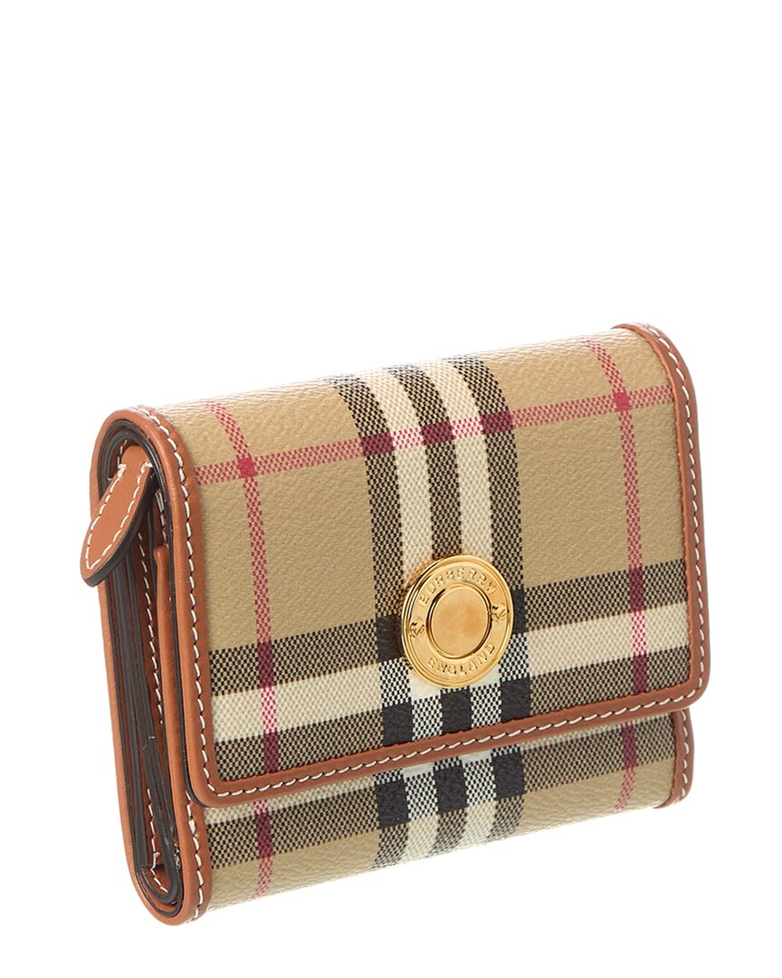 Burberry Check E-Canvas & Leather French Wallet
