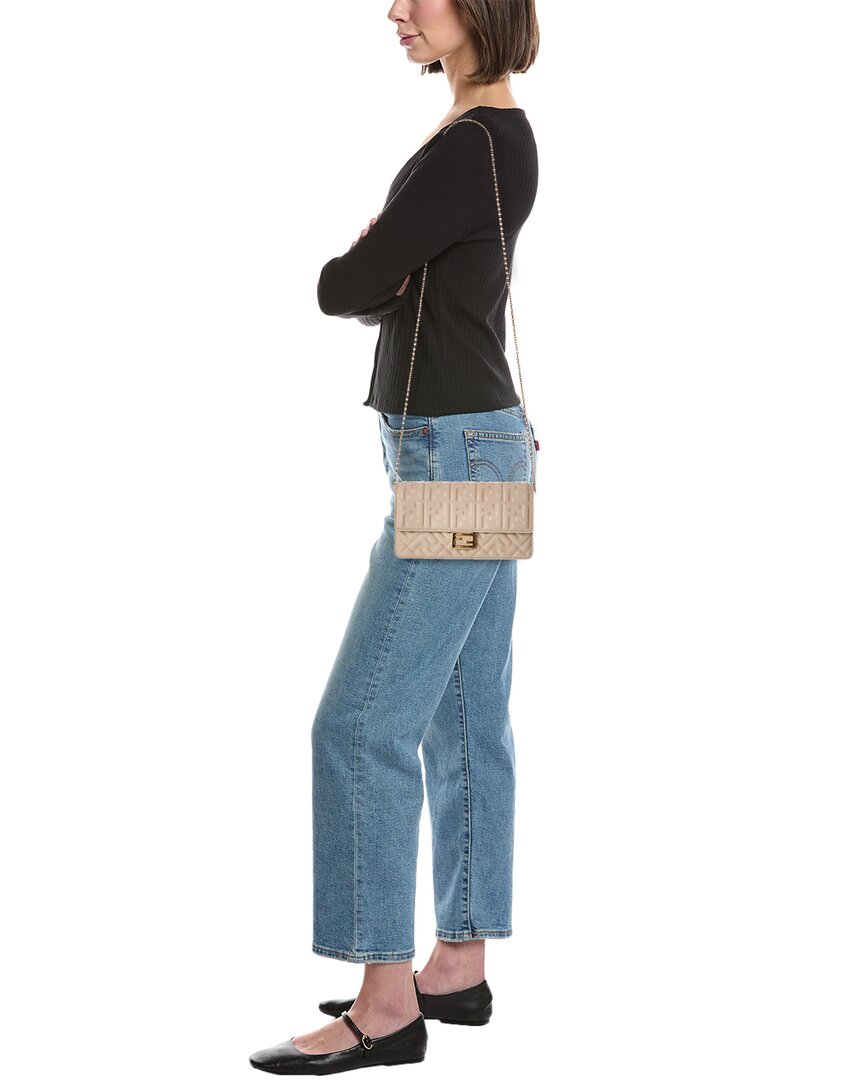 Fendi Baguette Ff Leather Wallet On Chain