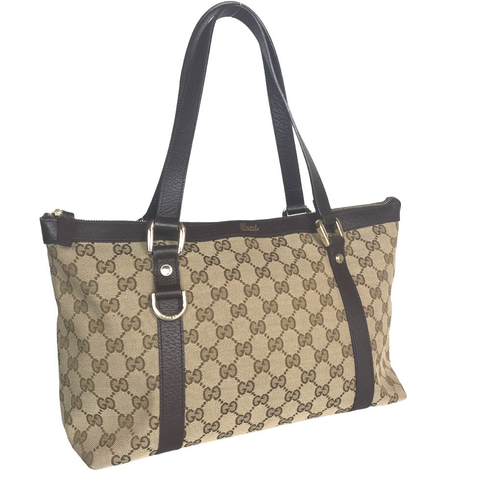 GUCCI Tote Bag 141470 213317 GG canvas Beige brown Handbag Abbey Women