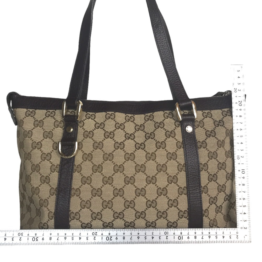 GUCCI Tote Bag 141470 213317 GG canvas Beige brown Handbag Abbey Women