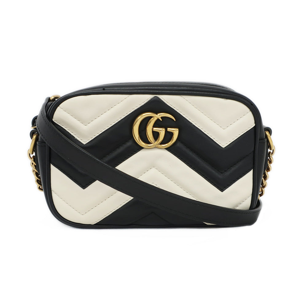 Gucci 448065 Chain Shoulder GG Logo White Black G  Leather Bag  Gucci 448065 Chain Shoulder Gucci White Black Gold Tools