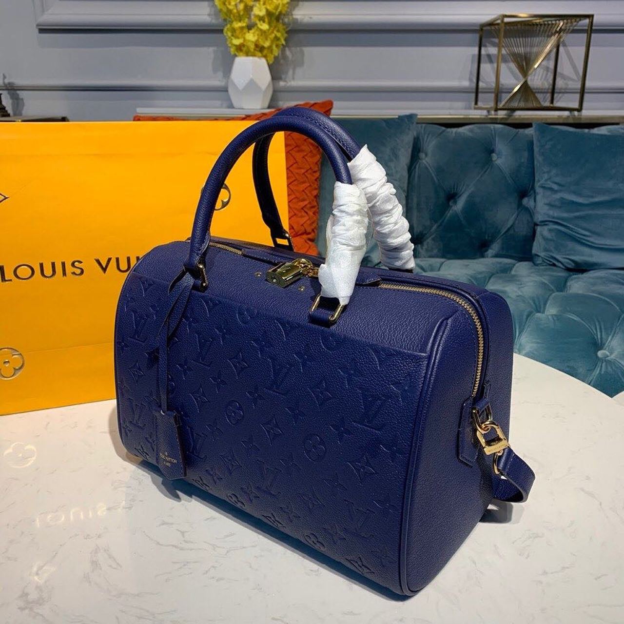 Top Quality Speedy Bandouliere 30 Monogram Empreinte Blue For Women,  Shoulder And Crossbody Bags 11.8in/30cm Top Quality