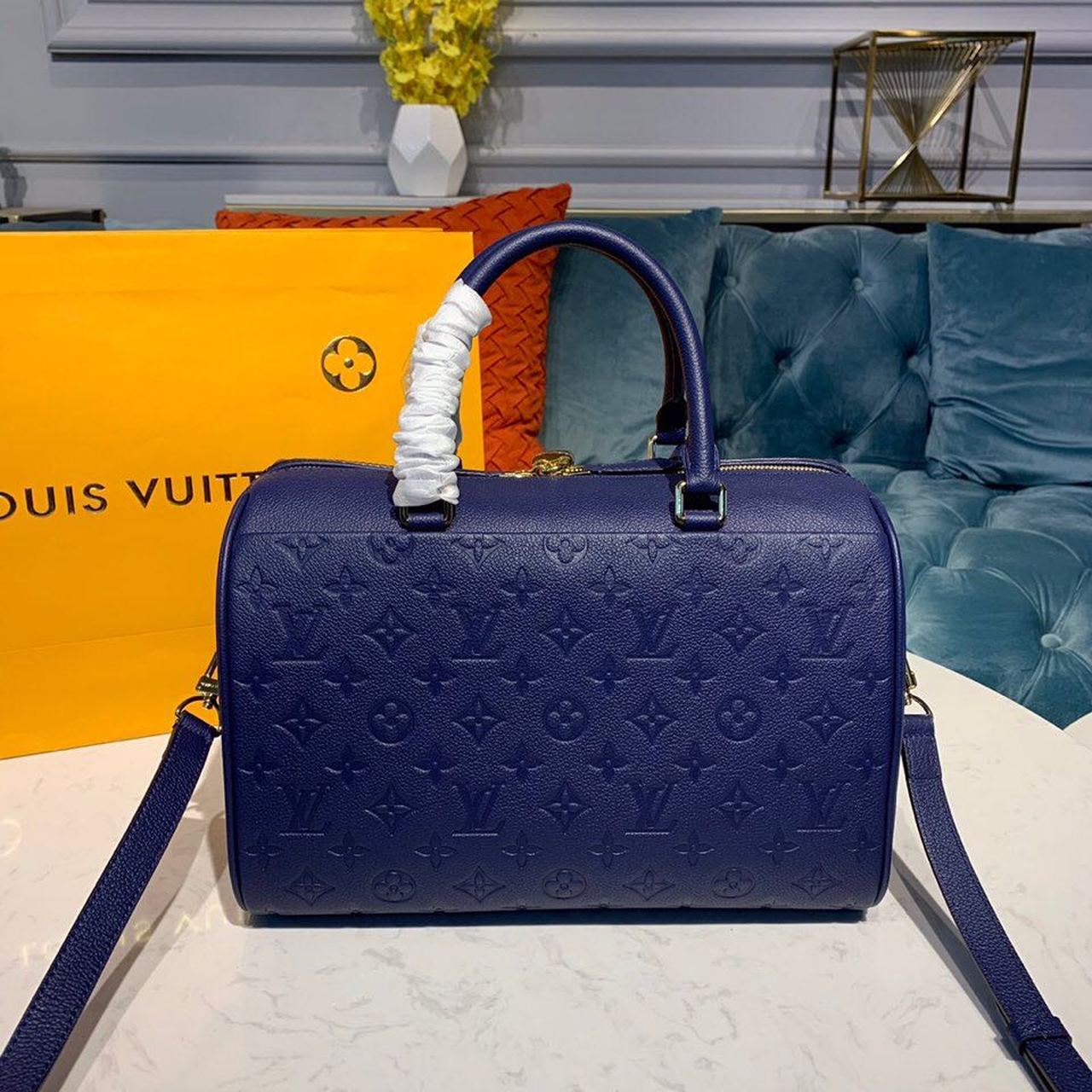 Top Quality Speedy Bandouliere 30 Monogram Empreinte Blue For Women,  Shoulder And Crossbody Bags 11.8in/30cm Top Quality