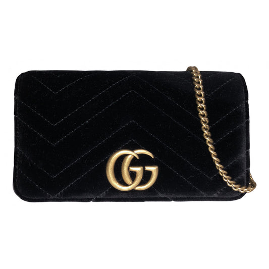 Gucci marmont black velvet handbag