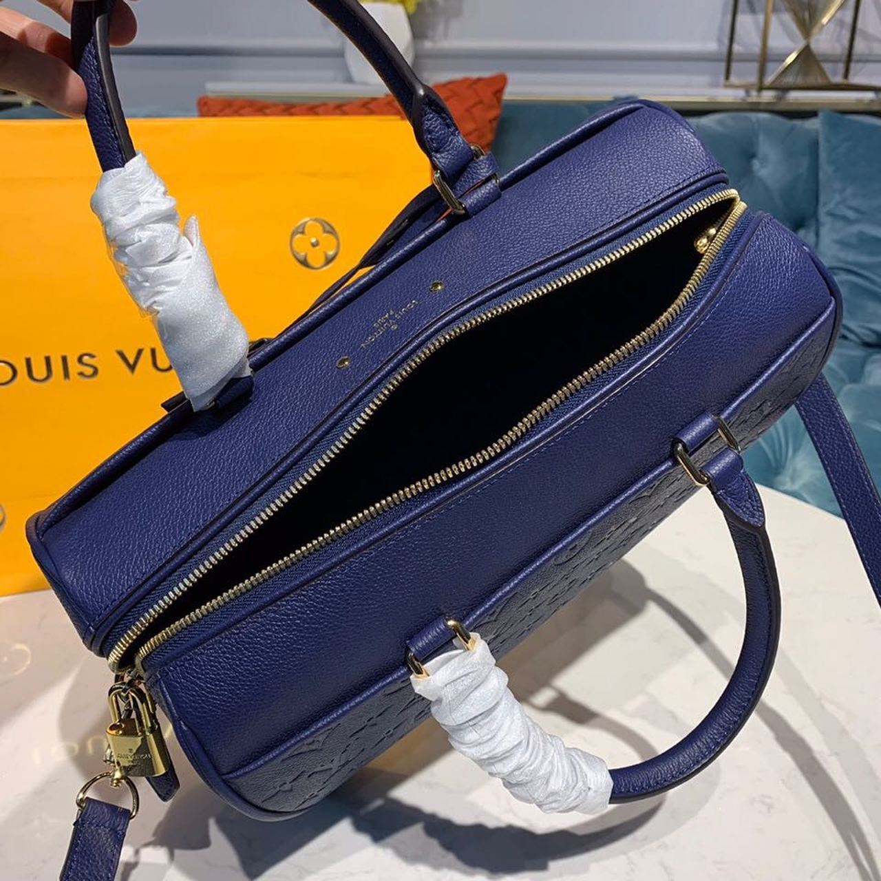 Top Quality Speedy Bandouliere 30 Monogram Empreinte Blue For Women,  Shoulder And Crossbody Bags 11.8in/30cm Top Quality