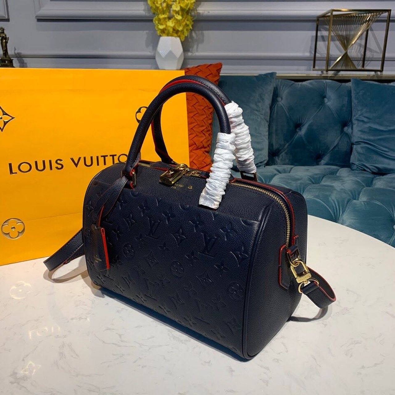 Top Quality Speedy Bandouliere 25 Monogram Empreinte Navy Blue For Women,  Shoulder And Crossbody Bags 9.8in/25cm Top Quality
