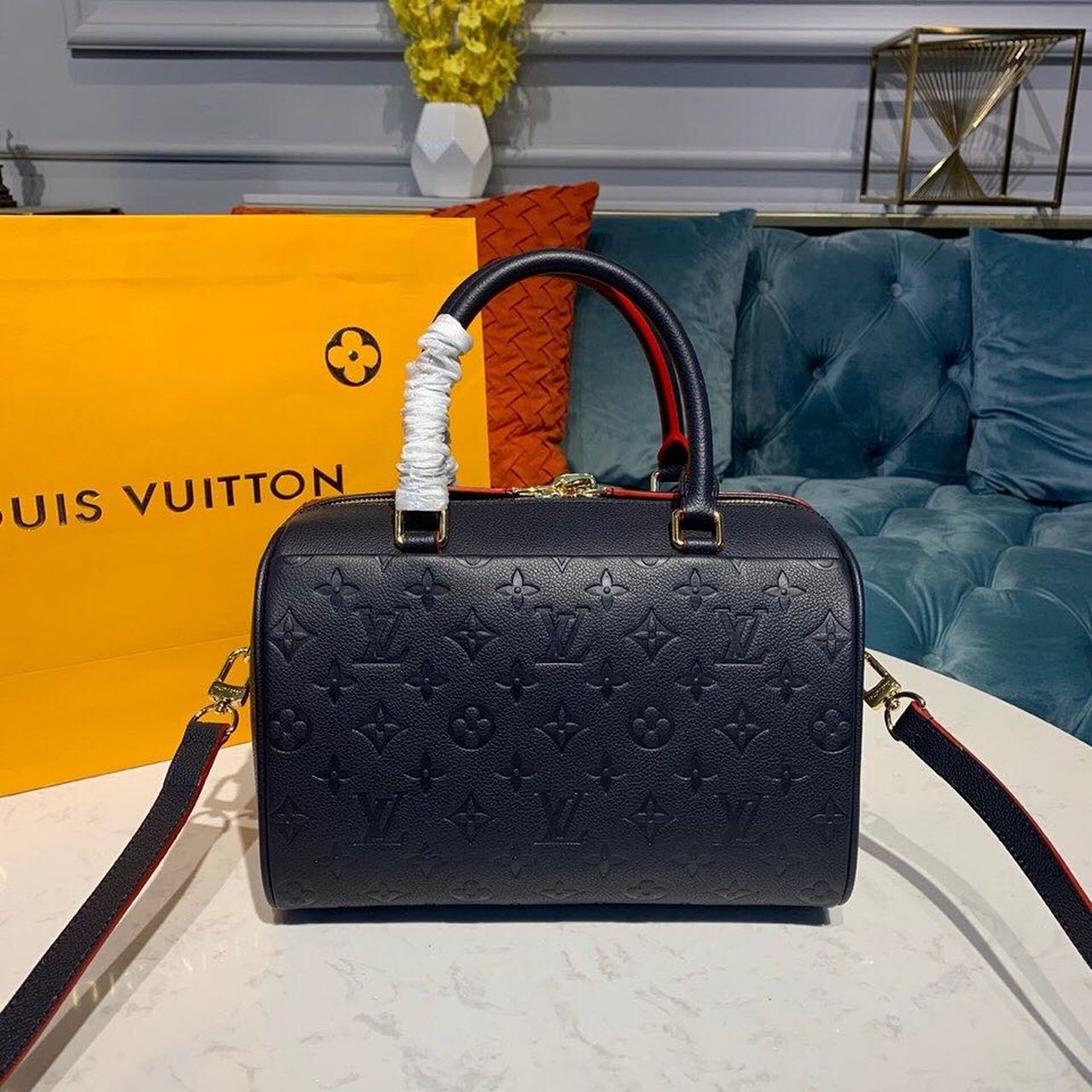 Top Quality Speedy Bandouliere 25 Monogram Empreinte Navy Blue For Women,  Shoulder And Crossbody Bags 9.8in/25cm Top Quality