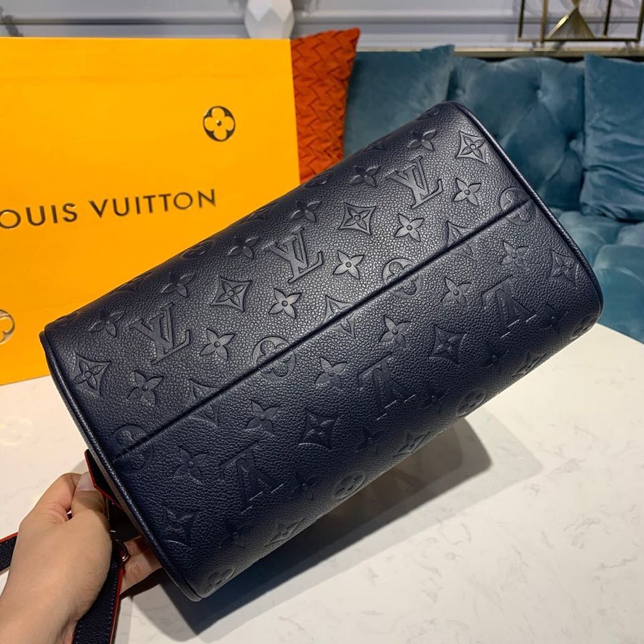 Top Quality Speedy Bandouliere 25 Monogram Empreinte Navy Blue For Women,  Shoulder And Crossbody Bags 9.8in/25cm Top Quality