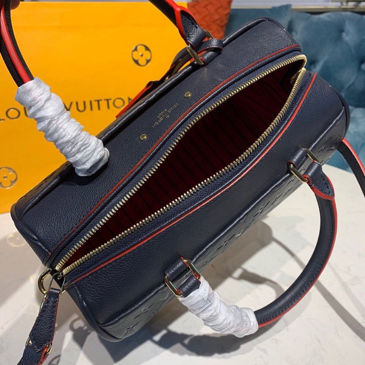 Top Quality Speedy Bandouliere 25 Monogram Empreinte Navy Blue For Women,  Shoulder And Crossbody Bags 9.8in/25cm Top Quality