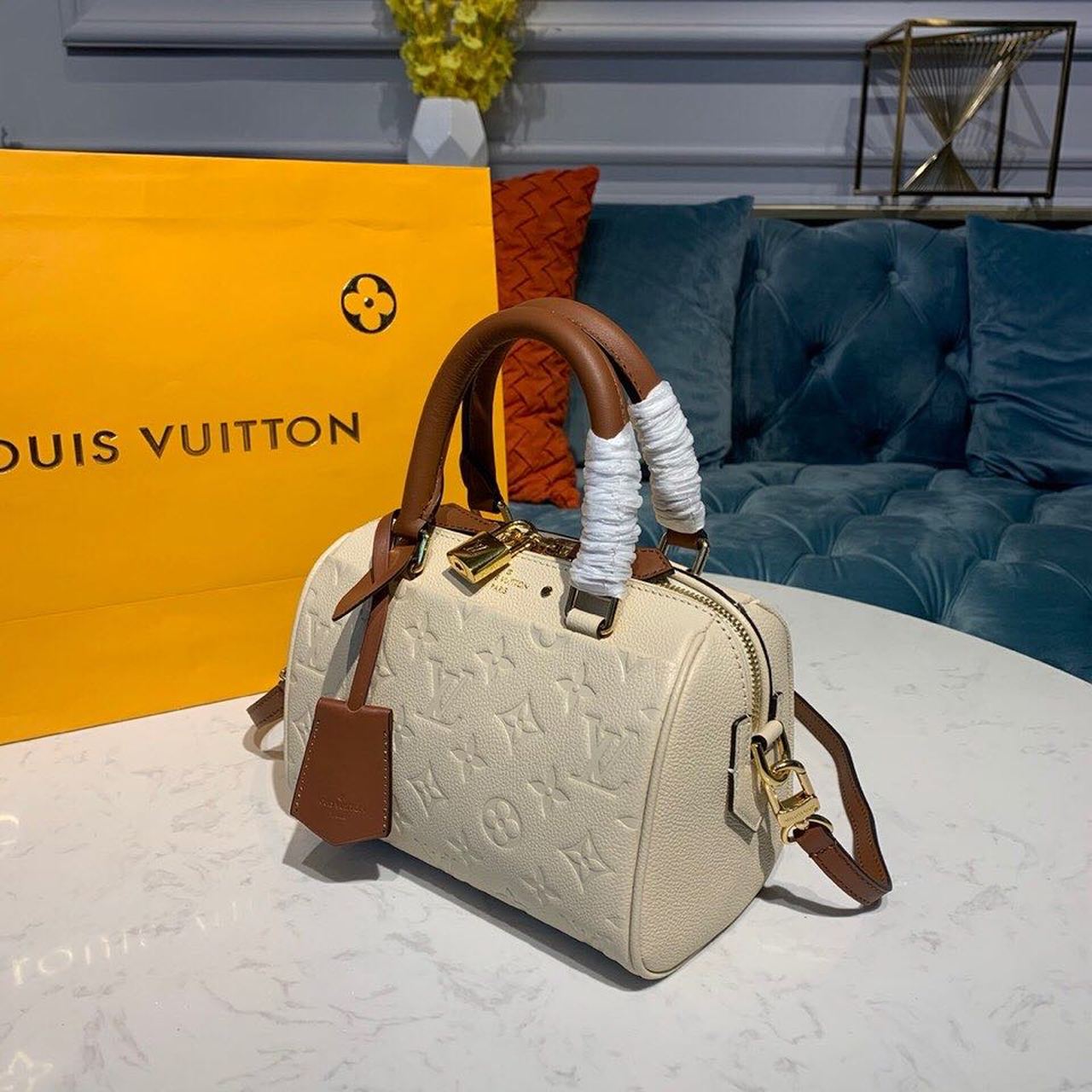 Top Quality Speedy Bandouliere 20 Monogram Empreinte Creme For Women,  Shoulder And Crossbody Bags 7.8in/20cm Top Quality
