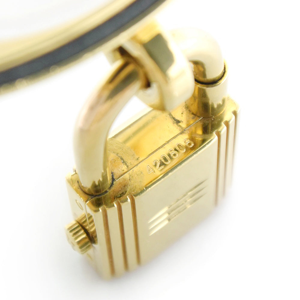 HERMES Watches Quartz Leather, Plated Gold black Kelly watch gold dial Women  d