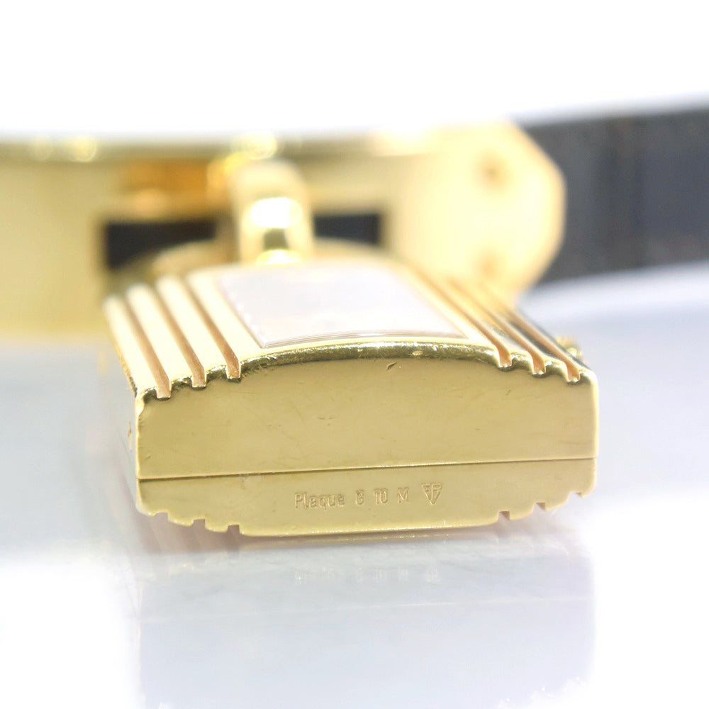 HERMES Watches Quartz Leather, Plated Gold black Kelly watch gold dial Women  d