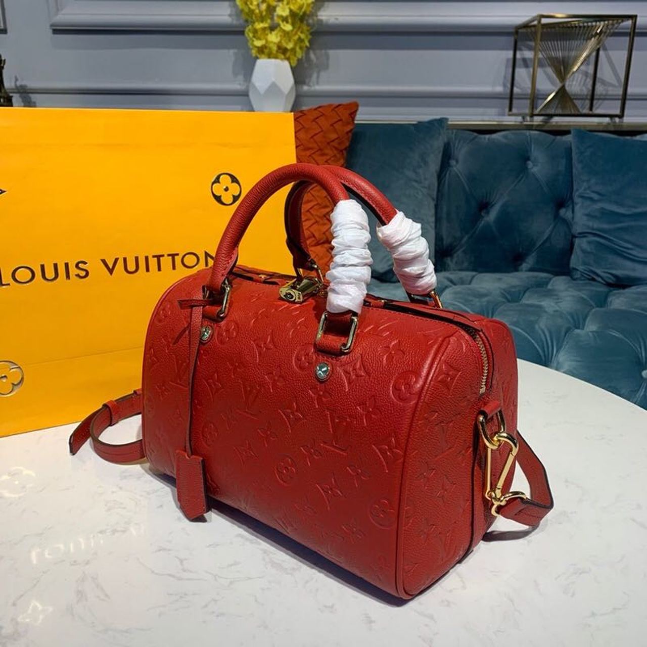Top Quality Speedy Bandouliere 25 Monogram Empreinte Cherry Red For Women,  Shoulder And Crossbody Bags 9.8in/25cm Top Quality
