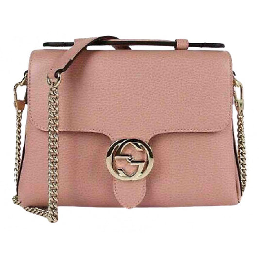 Gucci interlocking pink leather handbag