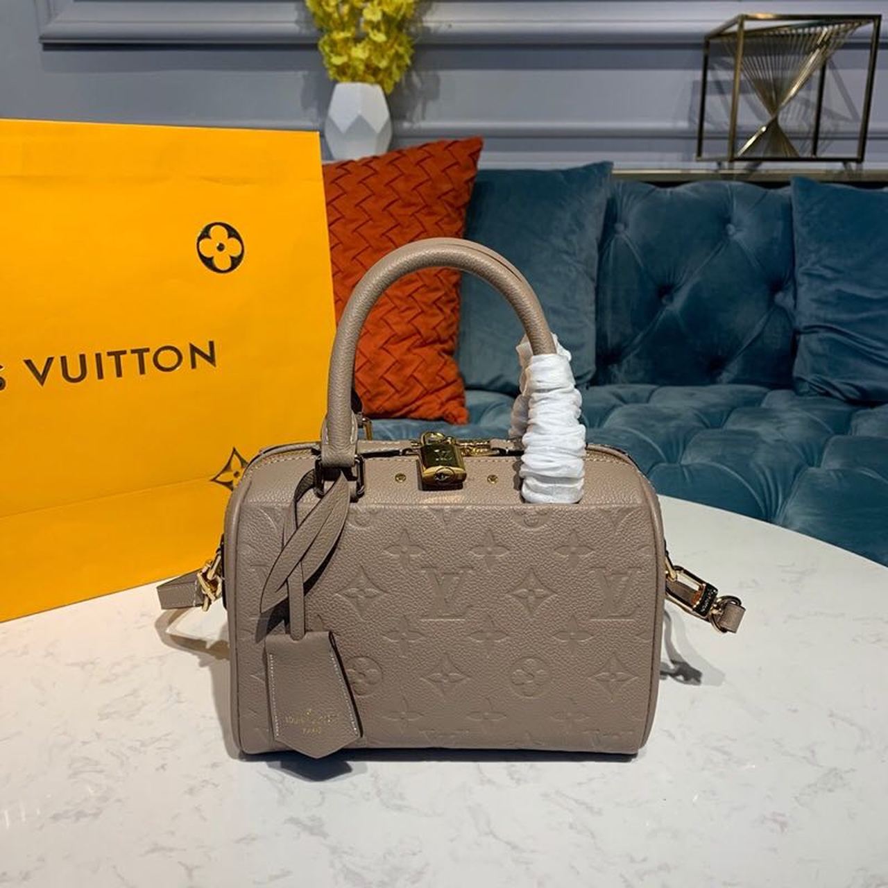 Top Quality Speedy Bandouliere 20 Monogram Empreinte Galet Grey For Women,  Shoulder And Crossbody Bags 7.8in/20cm Top Quality