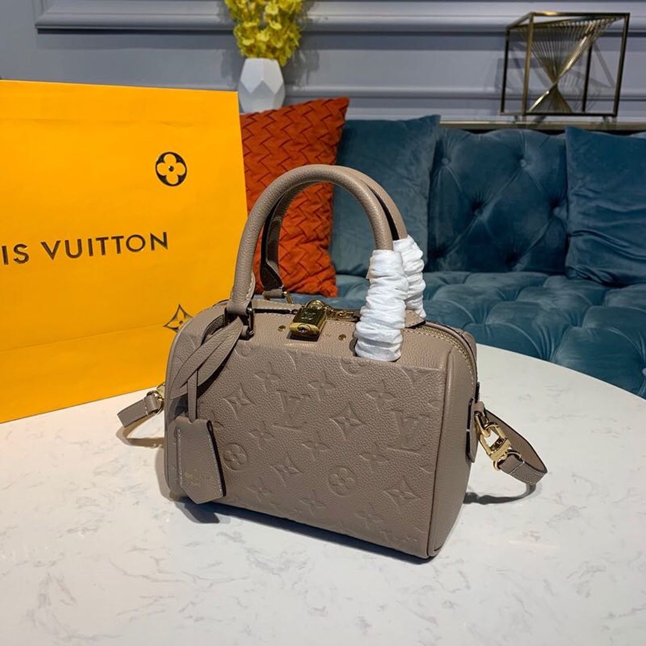 Top Quality Speedy Bandouliere 20 Monogram Empreinte Galet Grey For Women,  Shoulder And Crossbody Bags 7.8in/20cm Top Quality