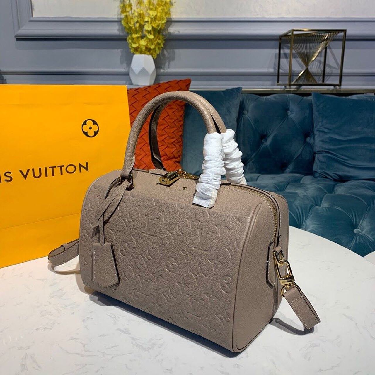 Top Quality Speedy Bandouliere 25 Monogram Empreinte Galet Grey For Women,  Shoulder And Crossbody Bags 9.8in/25cm Top Quality