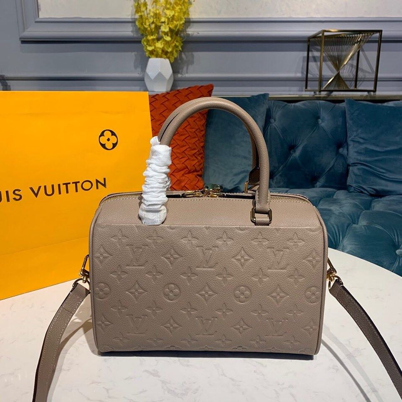 Top Quality Speedy Bandouliere 25 Monogram Empreinte Galet Grey For Women,  Shoulder And Crossbody Bags 9.8in/25cm Top Quality