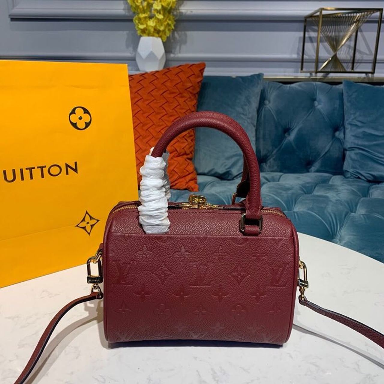 Top Quality Speedy Bandouliere 20 Monogram Empreinte Burgundy For Women,  Shoulder And Crossbody Bags 7.8in/20cm Top Quality