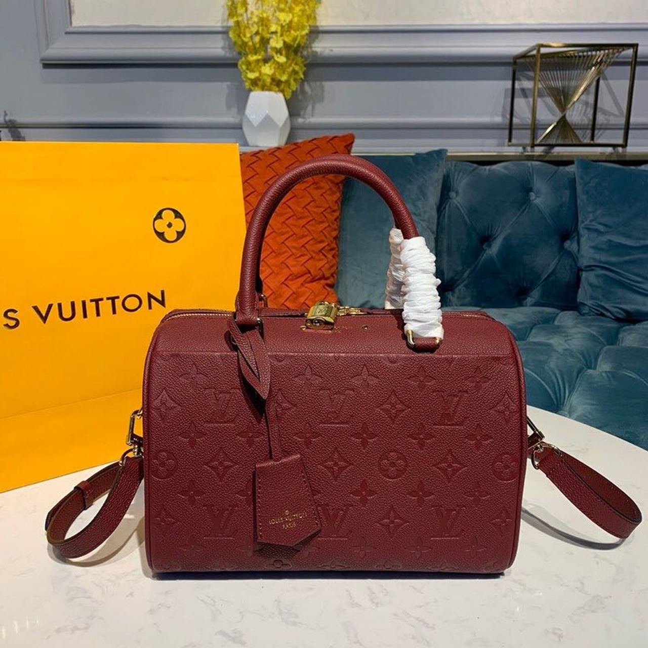 Top Quality Speedy Bandouliere 25 Monogram Empreinte Burgundy For Women,  Shoulder And Crossbody Bags 9.8in/25cm Top Quality