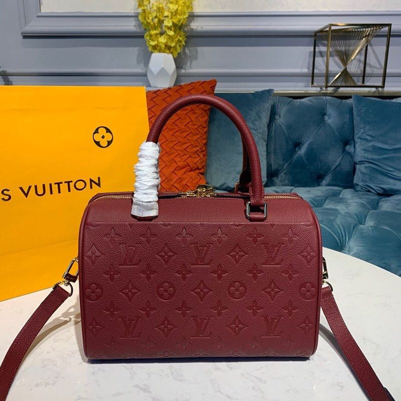 Top Quality Speedy Bandouliere 25 Monogram Empreinte Burgundy For Women,  Shoulder And Crossbody Bags 9.8in/25cm Top Quality