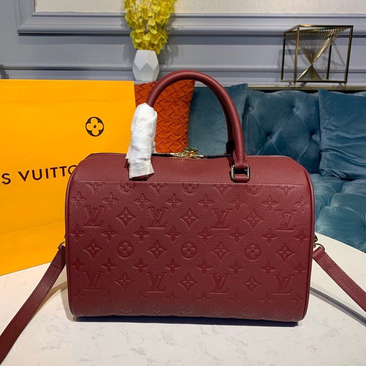 Top Quality Speedy Bandouliere 30 Monogram Empreinte Bunrgundy For Women,  Shoulder And Crossbody Bags 11.8in/30cm Top Quality