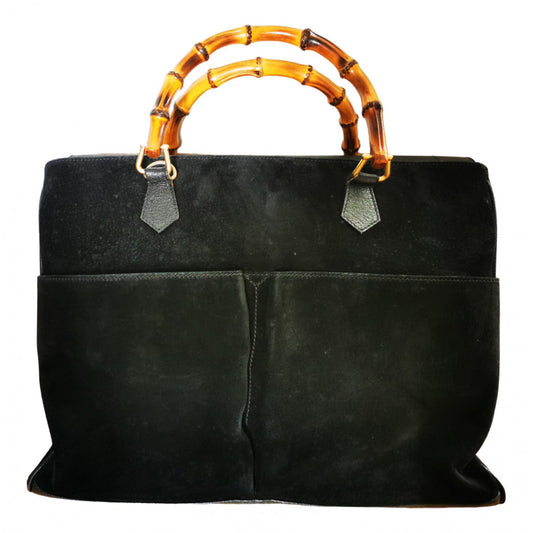 Gucci bamboo black suede handbag