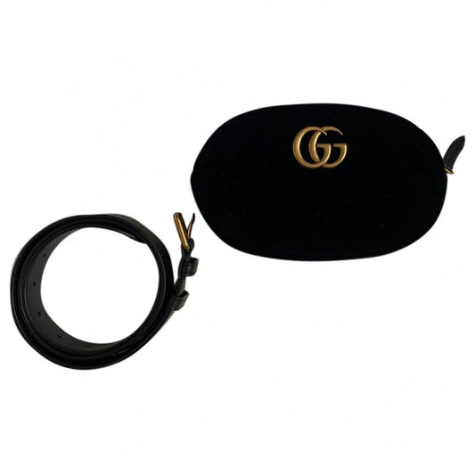 Gucci marmont black velvet clutch bag