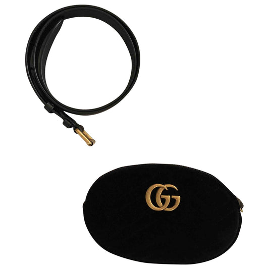 Gucci marmont black velvet clutch bag