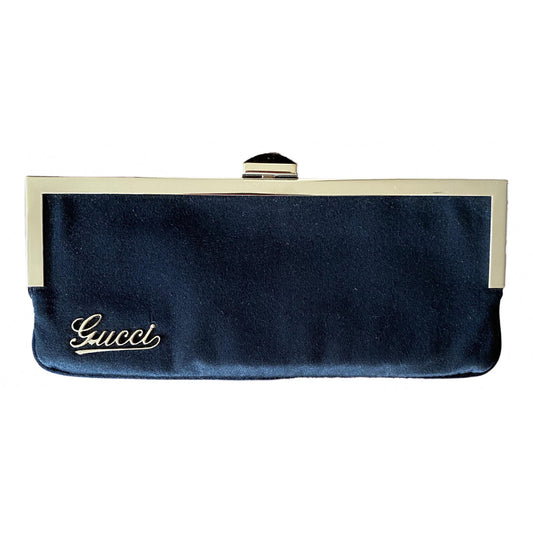 Gucci black silk clutch bag