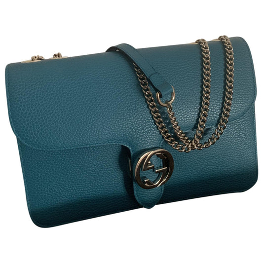 Gucci interlocking turquoise leather handbag