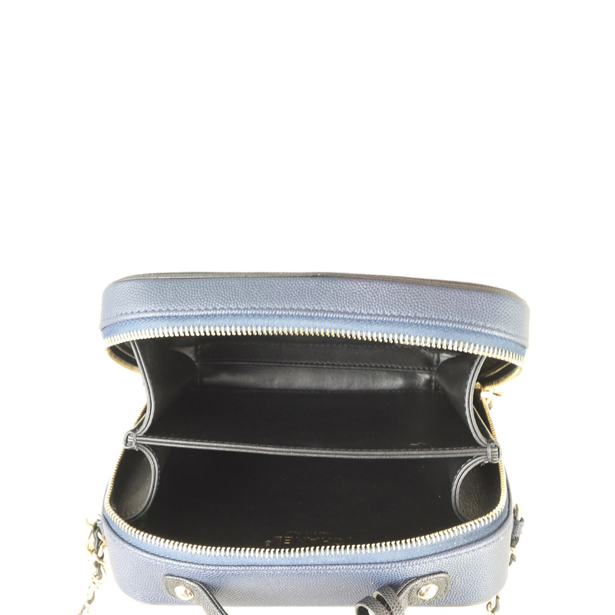 Chanel CC Filigree Vanity Case Small | Navy Blue