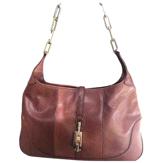 Gucci jackie    pink lizard handbag