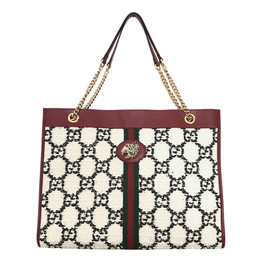 Gucci rajah white tweed handbag