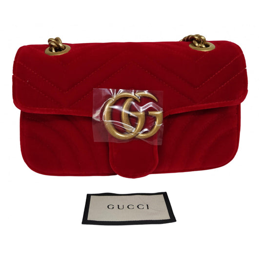 Gucci marmont red velvet handbag