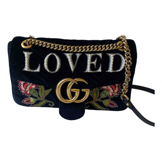 Gucci marmont black velvet handbag
